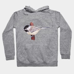 Chickadee in the Cedars bird painting (no background) Hoodie